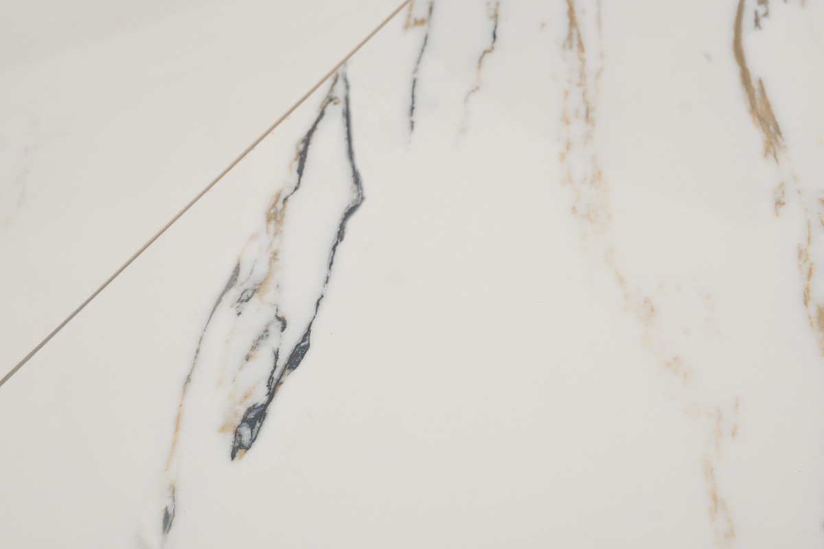 "Меркурий" стол интерьерный раздвижной обеденный из керамики, цвет белый глянцевый