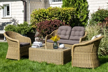 "Равенс" диван двухместный плетенный из ротанга, цвет соломенный