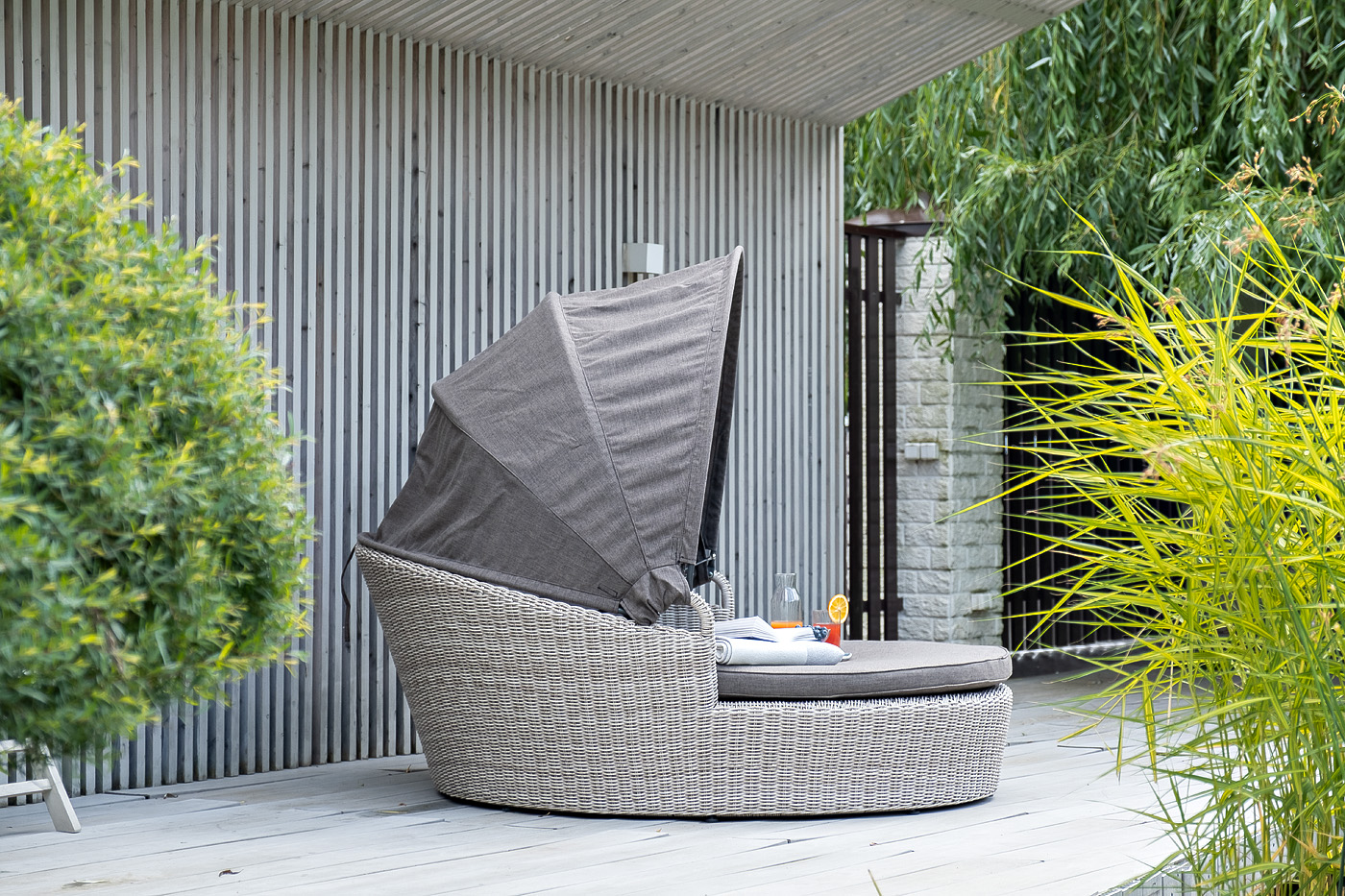 "Стильяно" плетеная кровать круглая, цвет бежевый