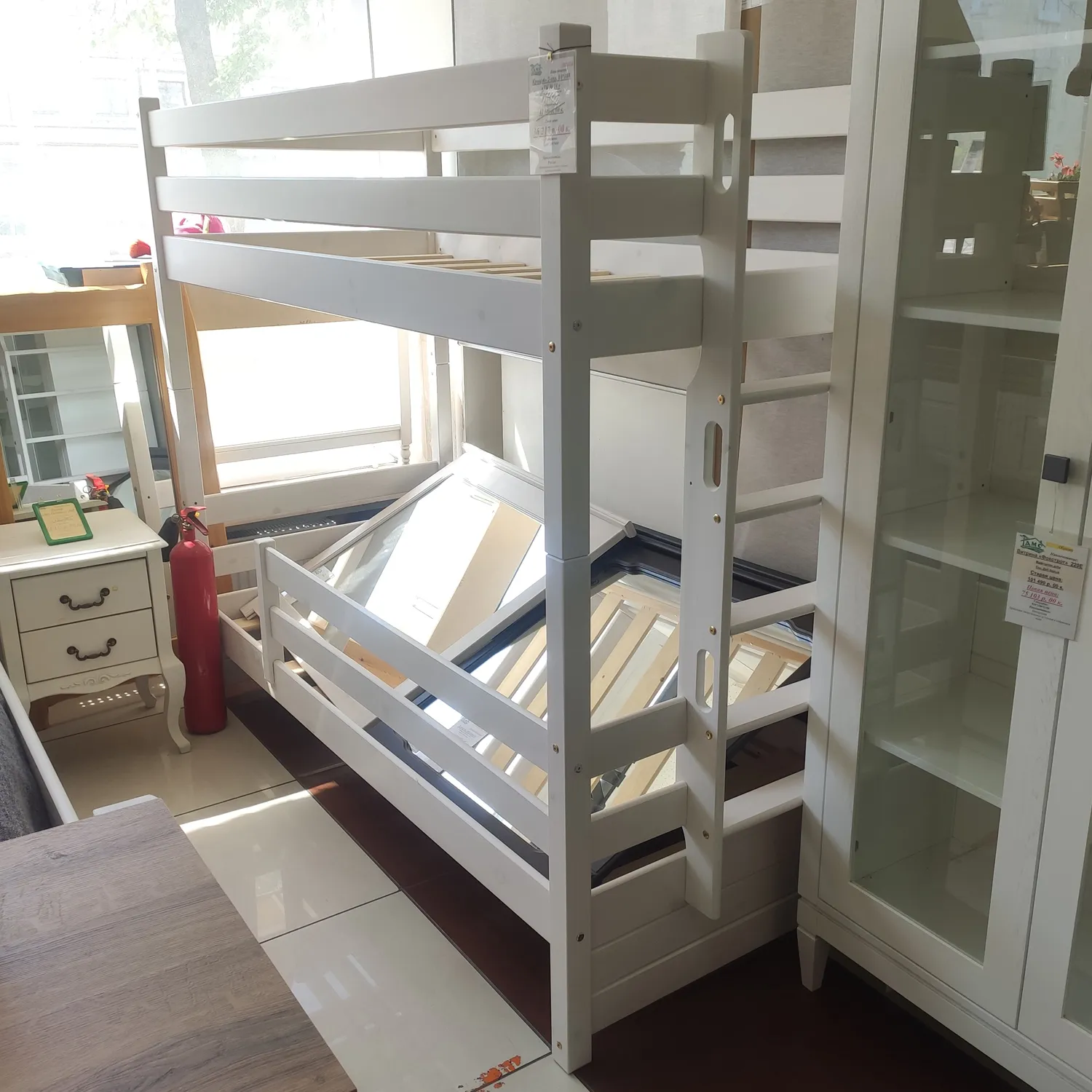 Кровать из дерева белая 2-яр ТК №14 800х1800 (выставочный образец)