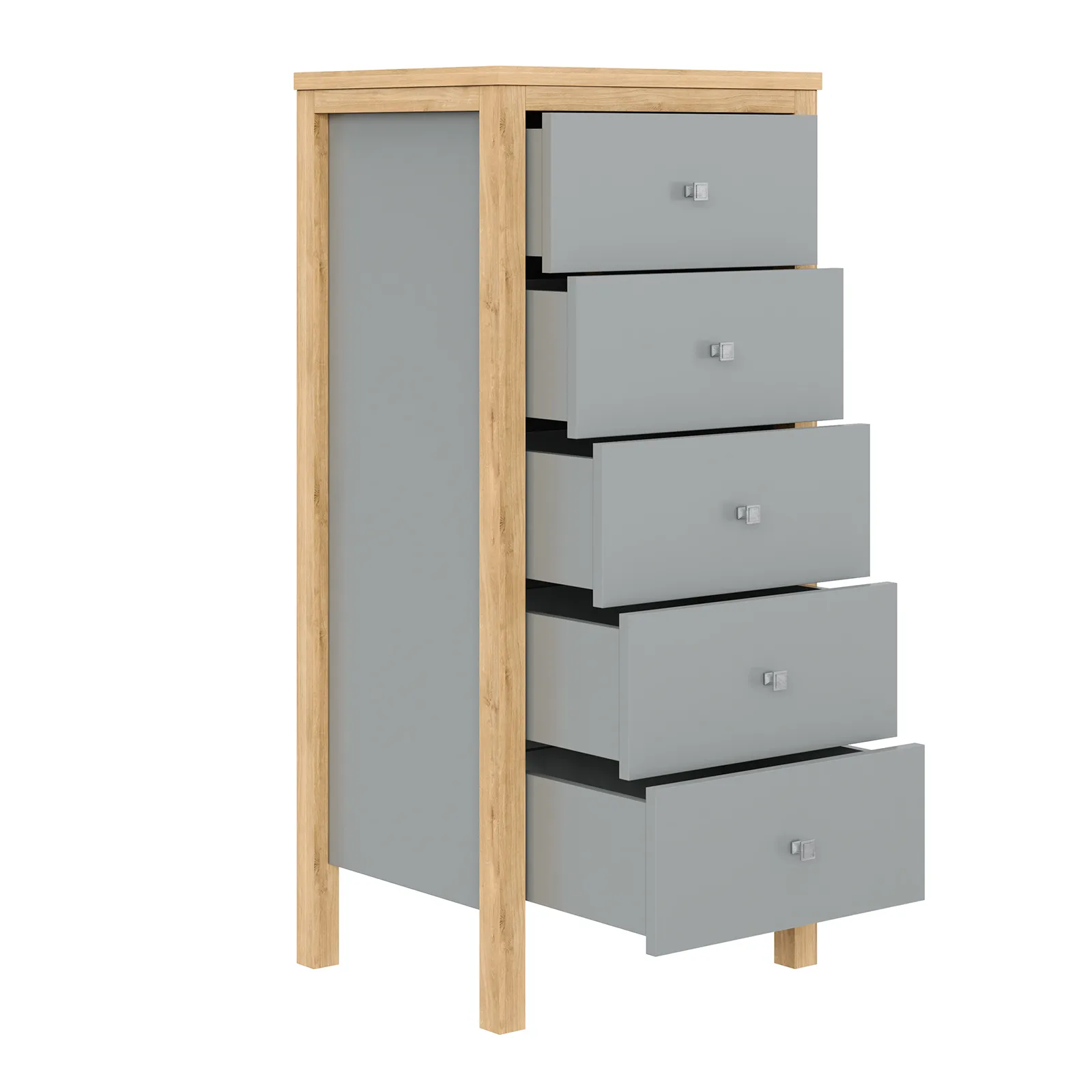 Комод с 5 ящиками Вояж-05 (Серый №7042+ антик №24)