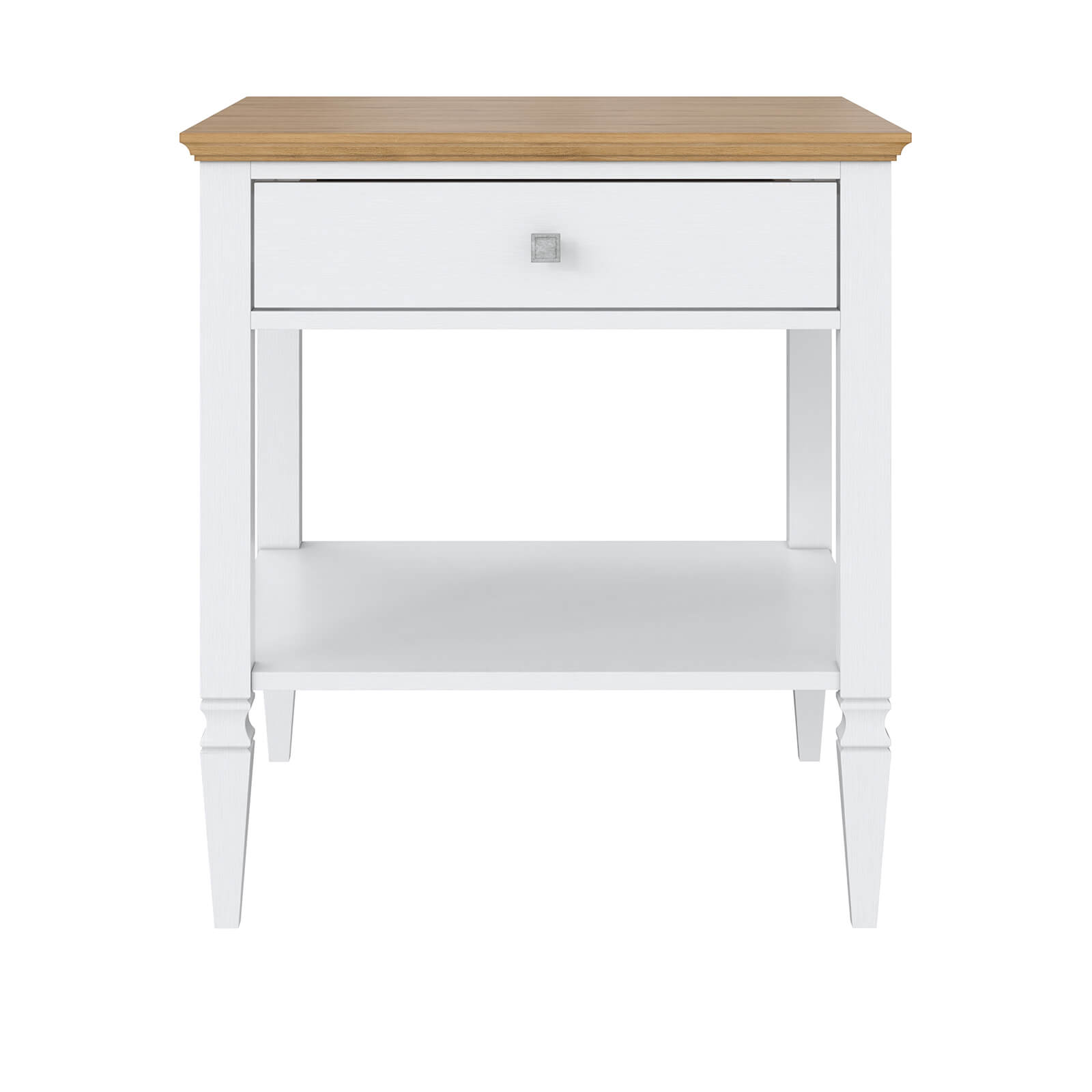 Стол 1 ящик белый ламповый "Ольса" 01 (белый лак-антик 24)