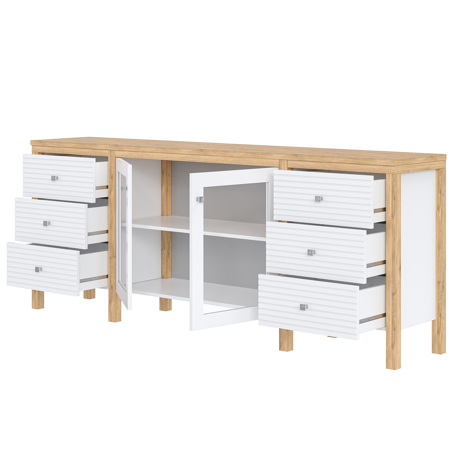 Тумба ТВ 4 ящика сосны Вояж-26-РЯ (Белый лак + антик №24)