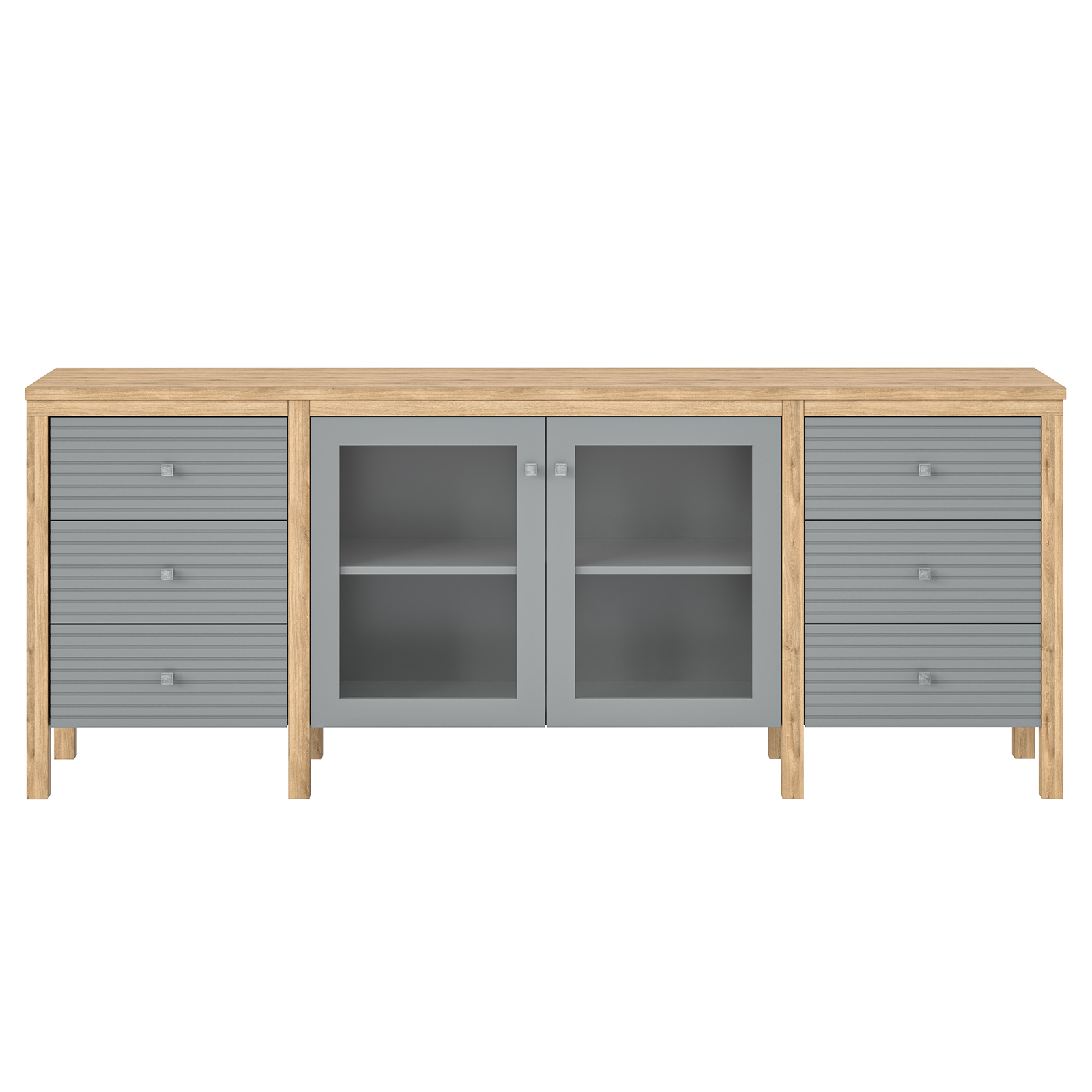 Тумба ТВ с ящиками Вояж-26-РЯ (Серый №7042 + антик №24)